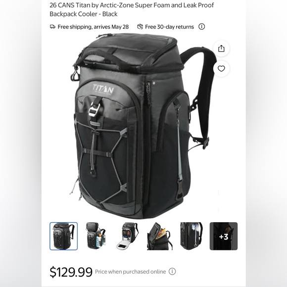 26 CANS Titan by Arctic-Zone Super Foam and Leak Proof Backpack Cooler - Black - Picture 1 of 9